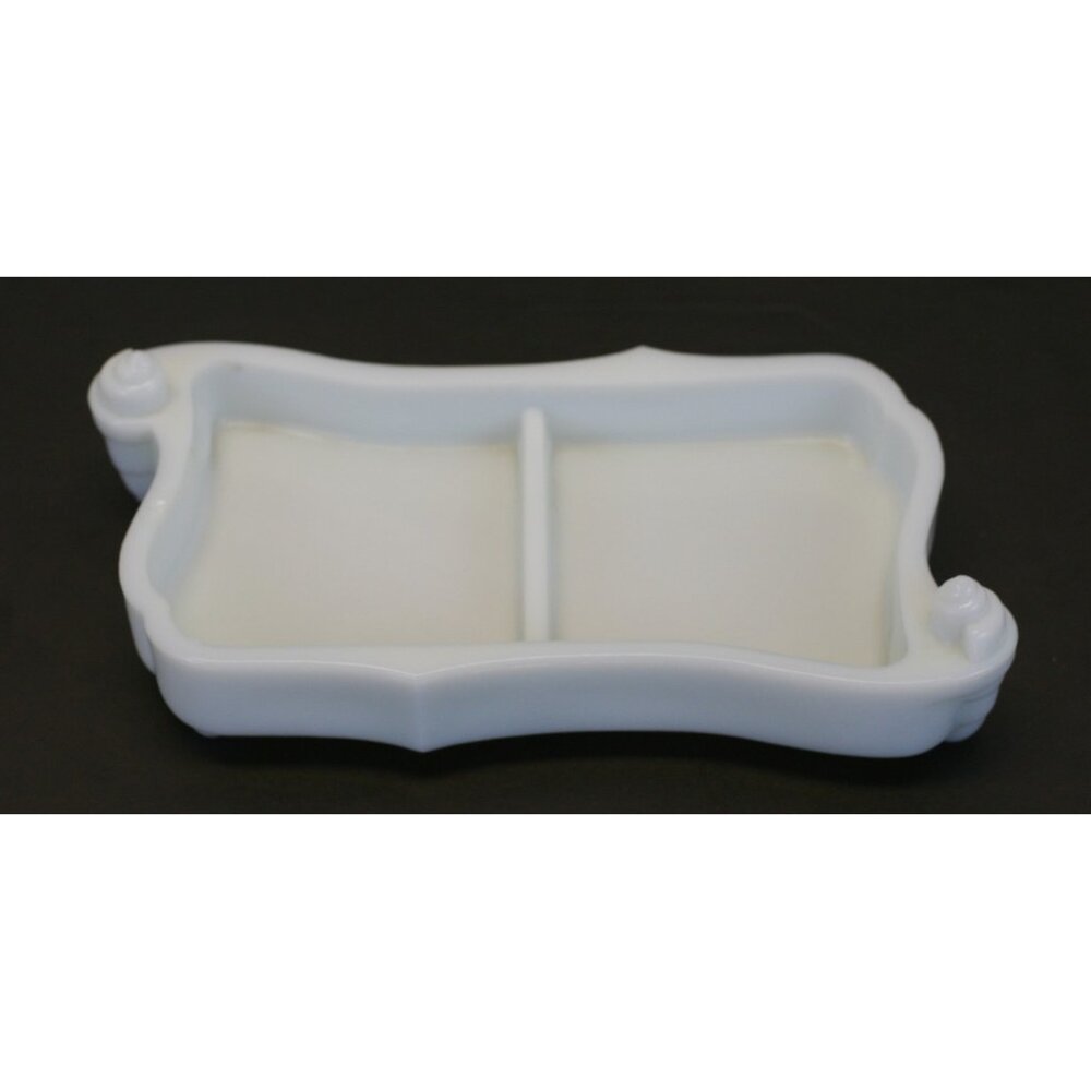 VTG White Ceramic Vanity Dresser Trinket Tray Footed Divided 9" Art Deco 1940-60